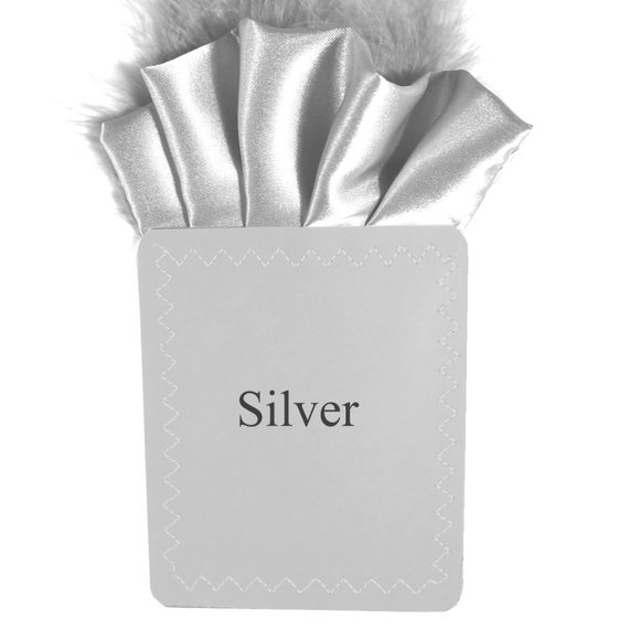 New - Silver Grey Satin Ruffle & Feather Pocket Square Insert - Picture 3 of 6